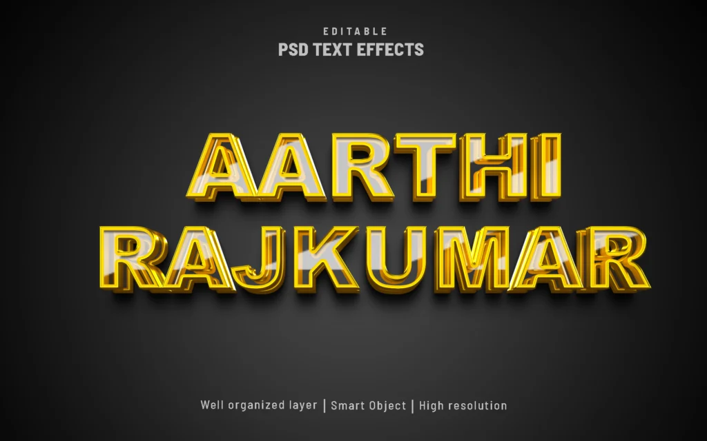 Gold Glass 3D Style Editable Text Effect PSD Free Download kumarannetwork